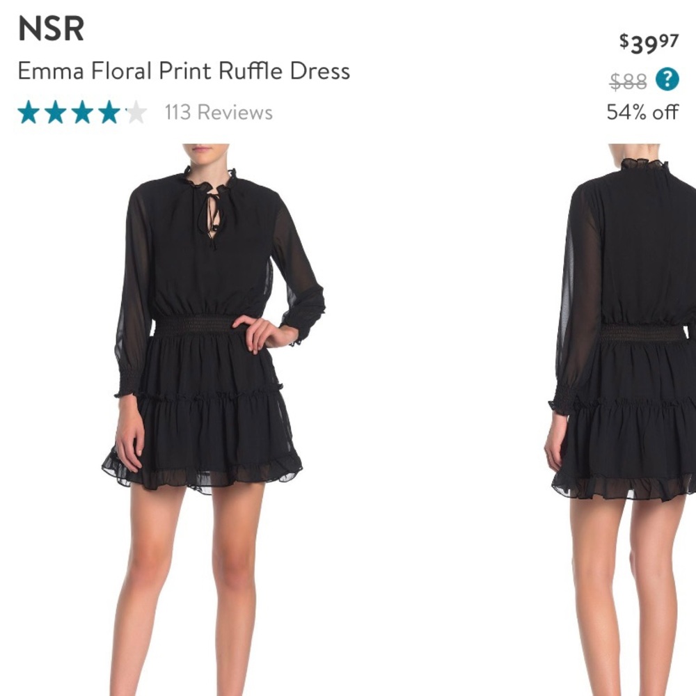 New with tags NSR Emma ruffle dress size large black